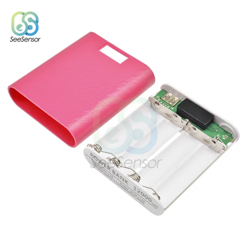 Red 4X18650 USB банк питания зарядное устройство чехол DIY корпус коробка с экраном дисплея для iPhone Android смартфон - Цвет: Red