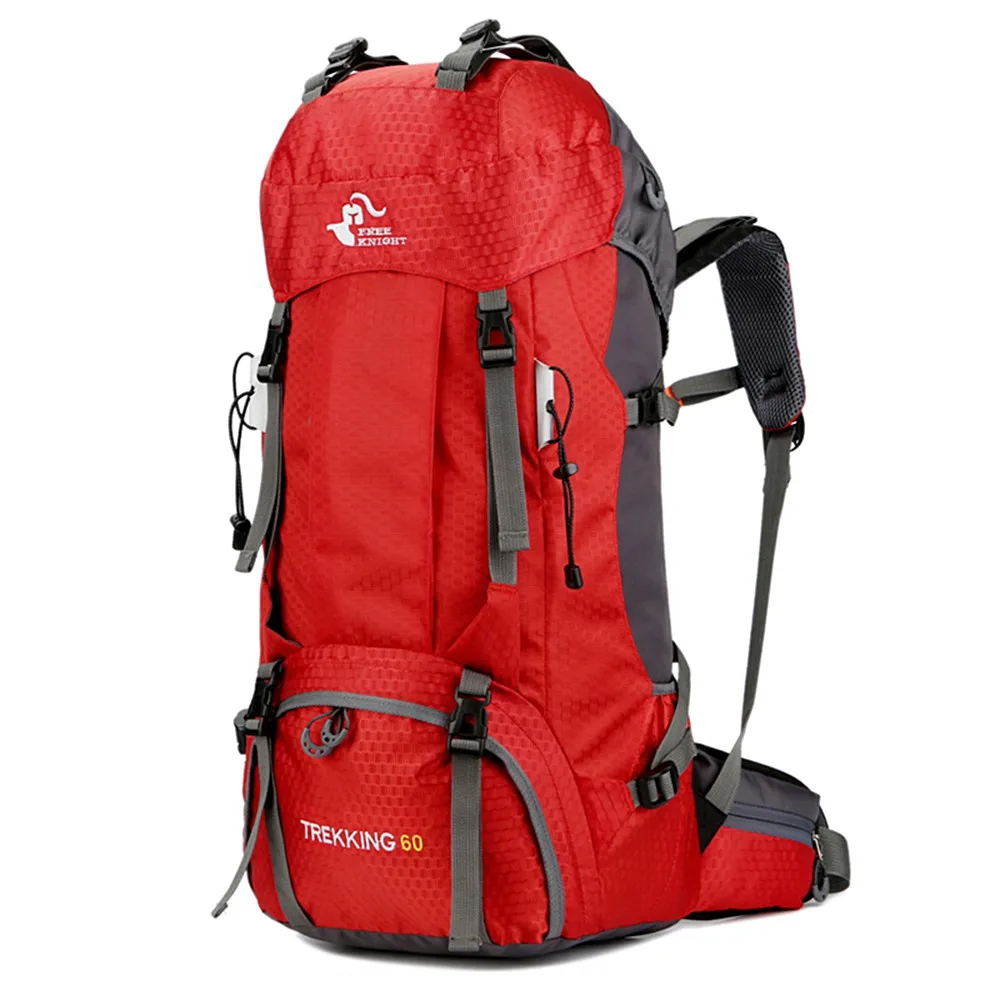 Koop Gratis Ridder 60L Camping Wandelen Rugzakken Outdoor Tas Toeristische Rugzakken Nylon Sport Tas Voor Klimmen Travelling Met Regenhoes
