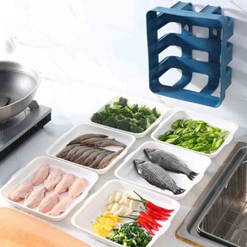 

Kitchen Racks Multi-layer Wall-mounted Non-perforated Side Dishes Artifact Placing Racks Multi-function