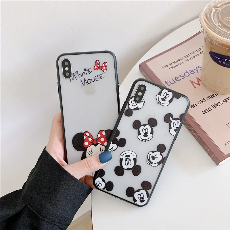 FastDeng простой мультяшный чехол с Микки и Минни для iPhone 6, 6s, 7, 8 plus, матовый чехол с милым рисунком мышки для iPhone X, XR, XS, Max, чехол