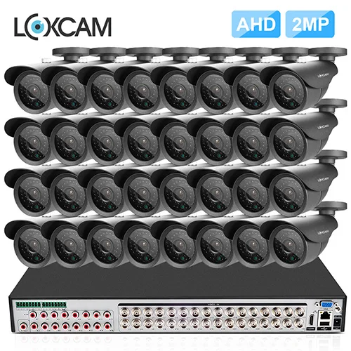 32CH DVR x 32 Camera LOXCAM h.265+ 32CH 5MP DVR комплект 32 шт. 2MP AHD система видеонаблюдения IP66 металлическая Водонепроницаемая камера для наружного наблюдения - Цвет: 32CH DVR x 32 Camera