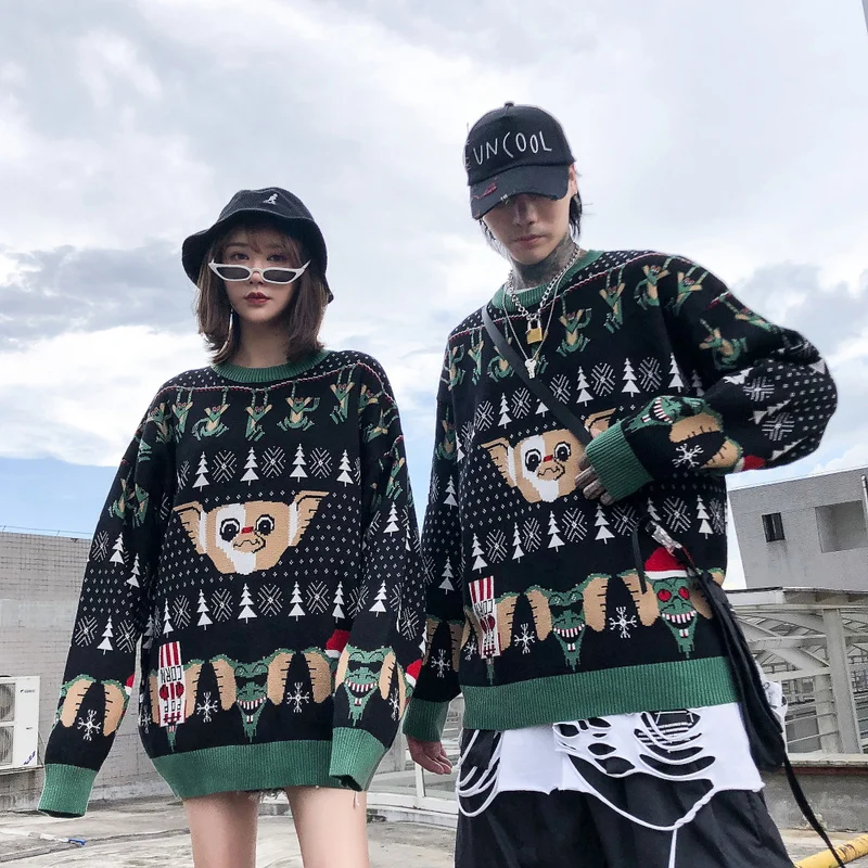 Plegie свитера для мужчин с животным принтом мужской пуловер Harajuku o-образным вырезом мужские свитера в студенческом стиле вязаные осенне-зимние свитера парные