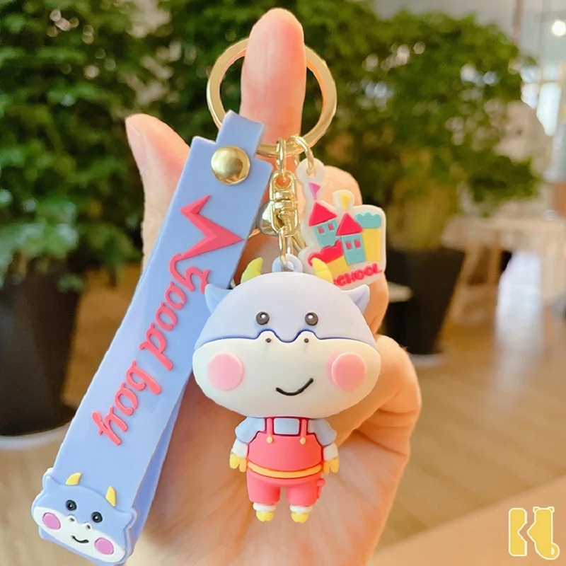 

2021 New Style Cute Cow Doll Keychains Lovely Cartoon Dairy Car Key Chain Girl Bag Pendant Keyring Lovers Holiday Gifts