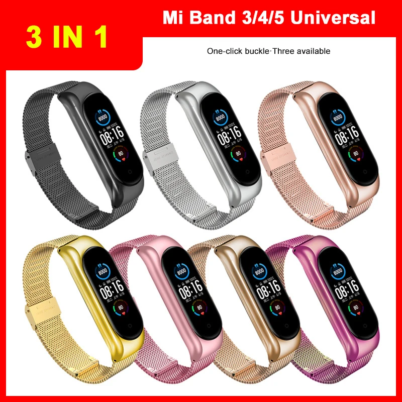 

Metal Wrist Strap For Xiaomi Mi Band 5 4 3 Bracelet Screwless Stainless Steel Wristband Band Strap For Mi Band 5 4 3 QBMY