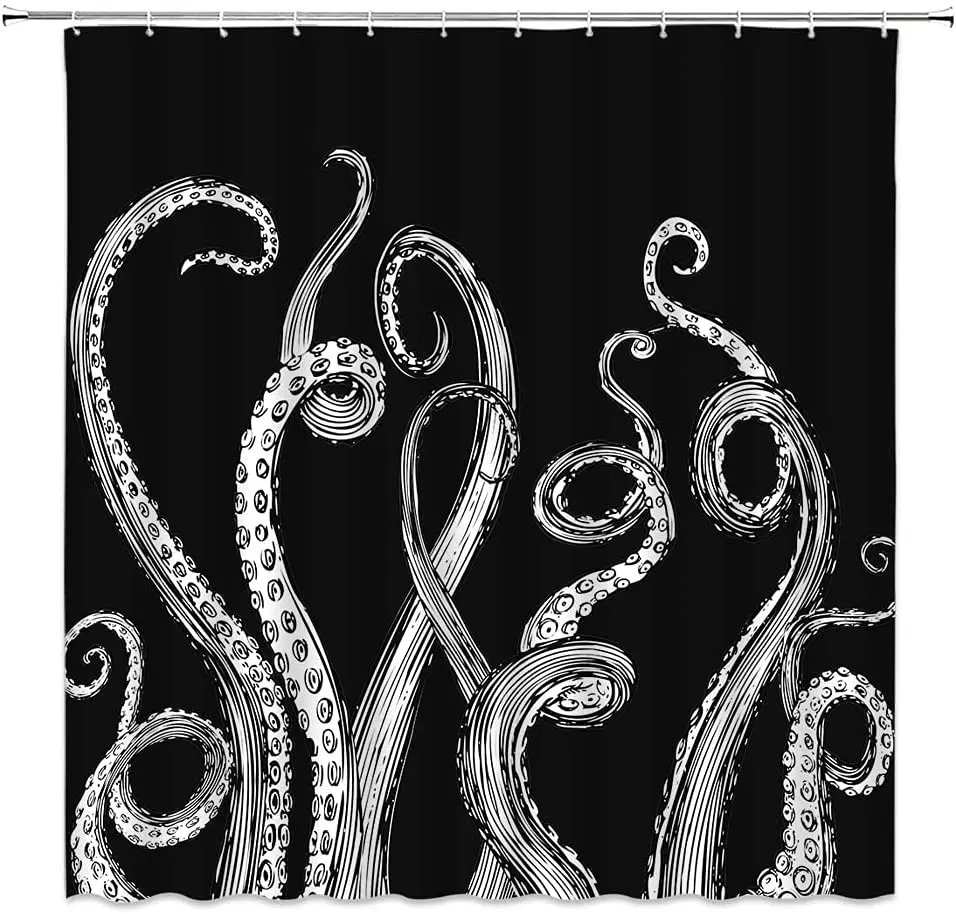 Занавеска для душа Осьминог в стиле ретро |