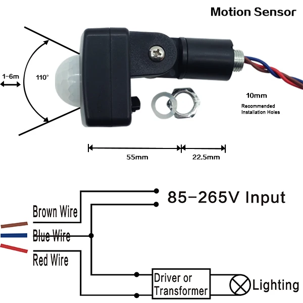 Only Motion Sensor Светодиодный светильник с датчиком движения, переменный ток 220 В, 10 Вт, 30 Вт, 50 Вт, водонепроницаемый IP65, наружный светильник, отражатель, прожектор, светильник, внешнее освещение - Emitting Color: Only Motion Sensor