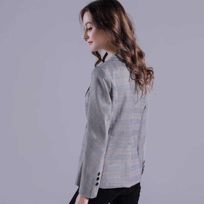 2019 Spring and Autumn Checked Suit Jacket Woman new Professional Fashion Small Lady Version British style | Женская одежда