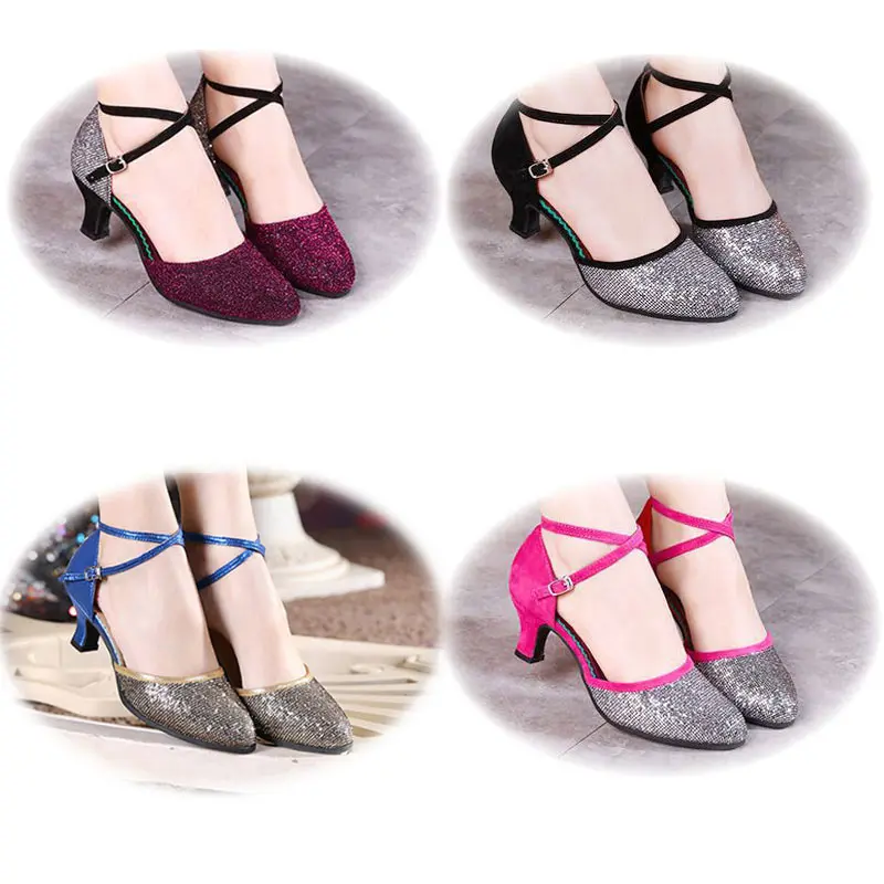 Женские туфли для танцев сальса латиноамериканских бальные с закрытым носком
