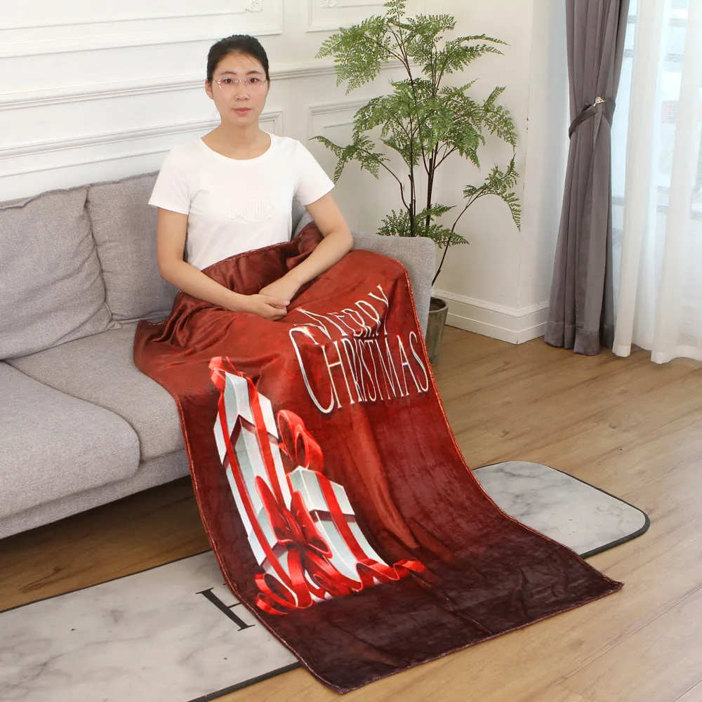 OUNEED Christmas Blanket Flannel Fabric Sofa Bed Blanket 150x200CM Warm Soft Throw Travel Patchwor Winter Bedspread Blanket#45