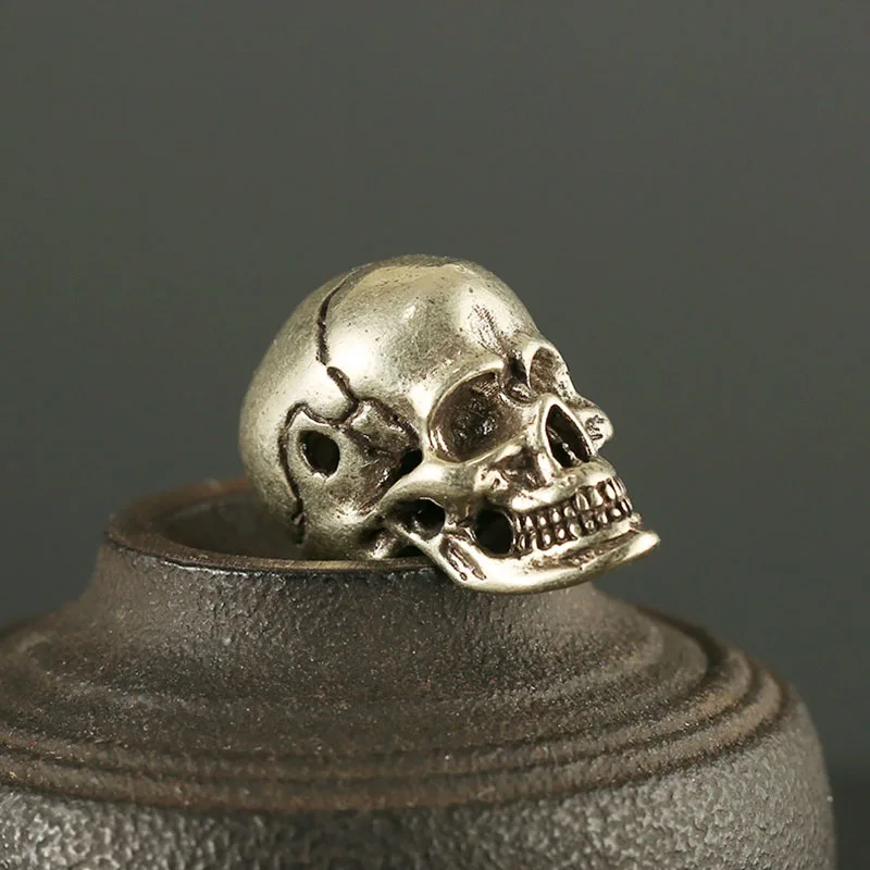 Мужские брелоки с черепом в стиле панк из белой латуни и меди металлическая