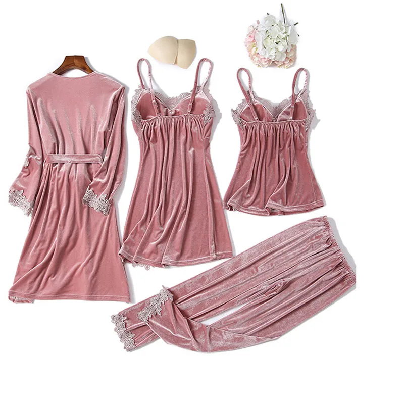 Модные бархатные пижамы для беременных 4 шт. теплые зимние пижамные комплекты