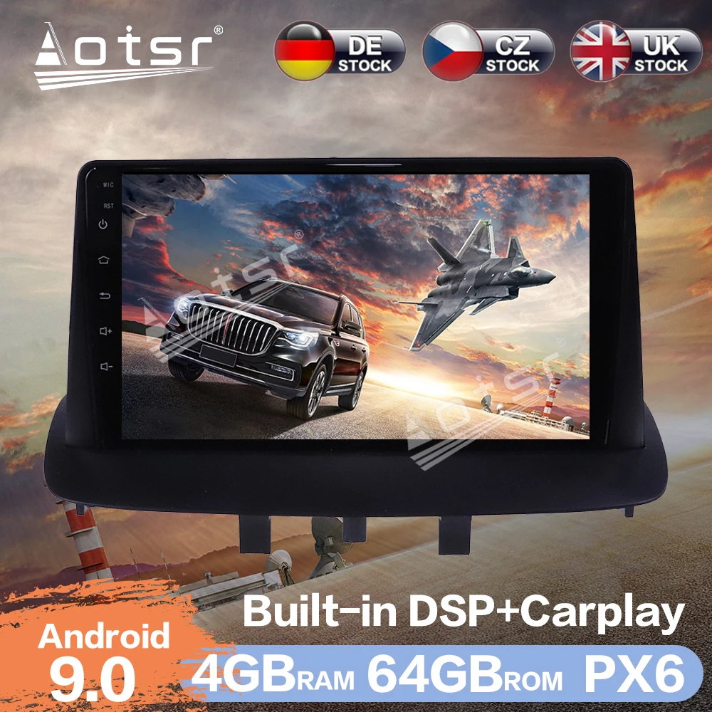 Автомобильный радиоплеер Aotsr Android 9 0 4 + 64 ГБ GPS навигация DSP для Renault Megane 3 2009 2015