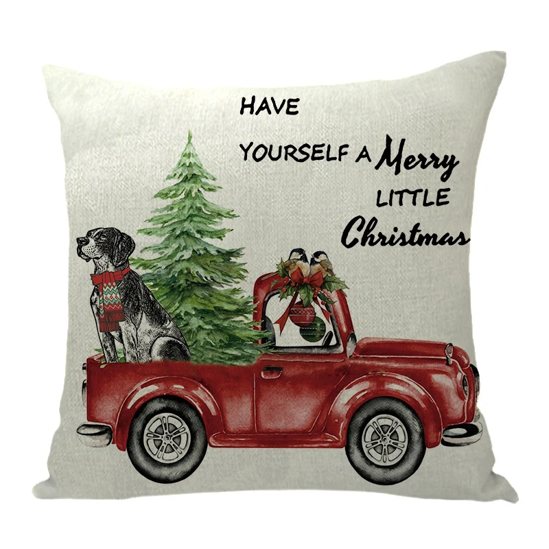 

Santa Claus Elk Christmas Tree Linen Series Christmas Pillow Cover Decorative Sofa Pillow Cover Waist Pillow Back Pillow Cover