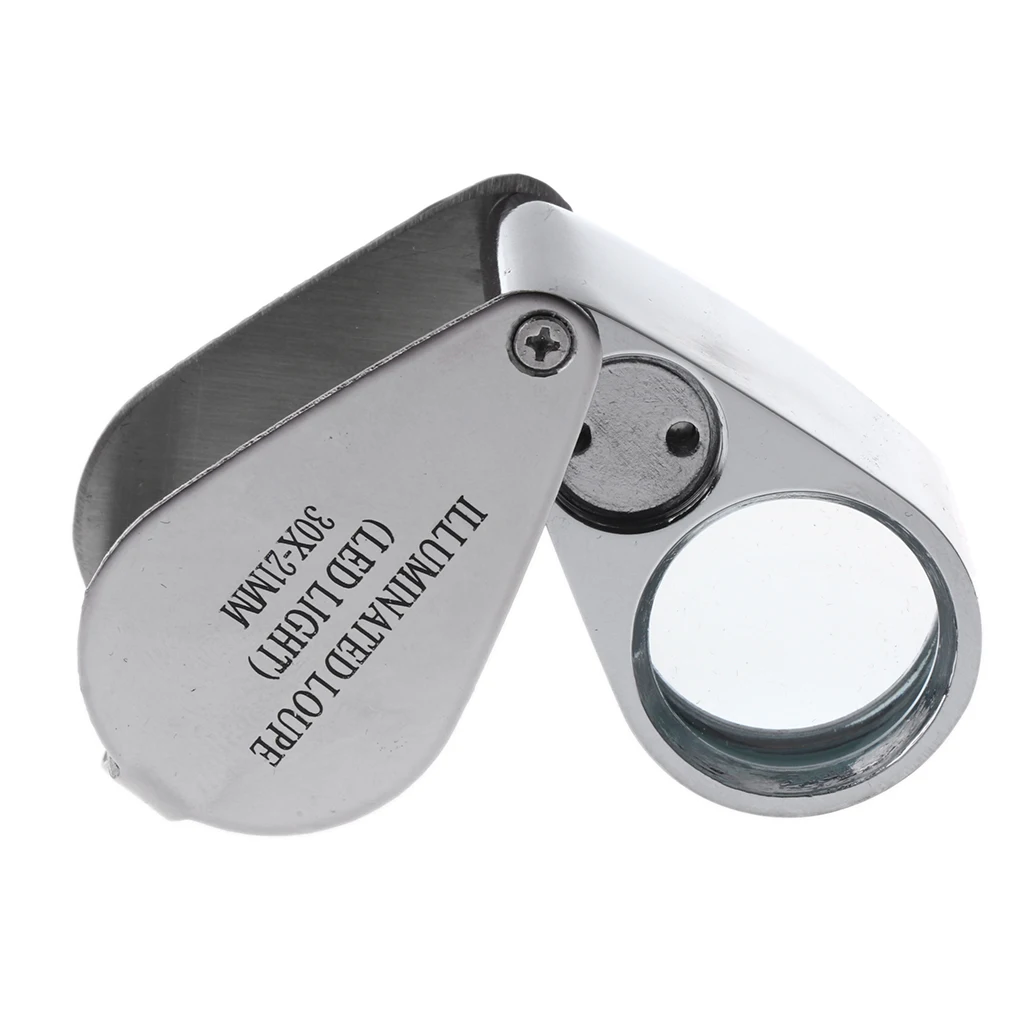 

30X Illuminated Magnifier Magnifying Glass LED Folding Jewelers Loupe Light