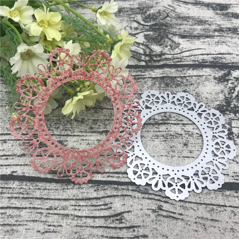 Цветочный кружевной Круглый венок металлические режущие штампы трафареты для DIY