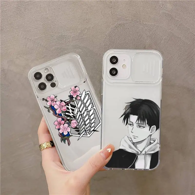

Attack on titan Phone Case Transparent Camera Protection for iPhone 12 11 8 7 se 2020 mini pro X XS XR MAX Plus