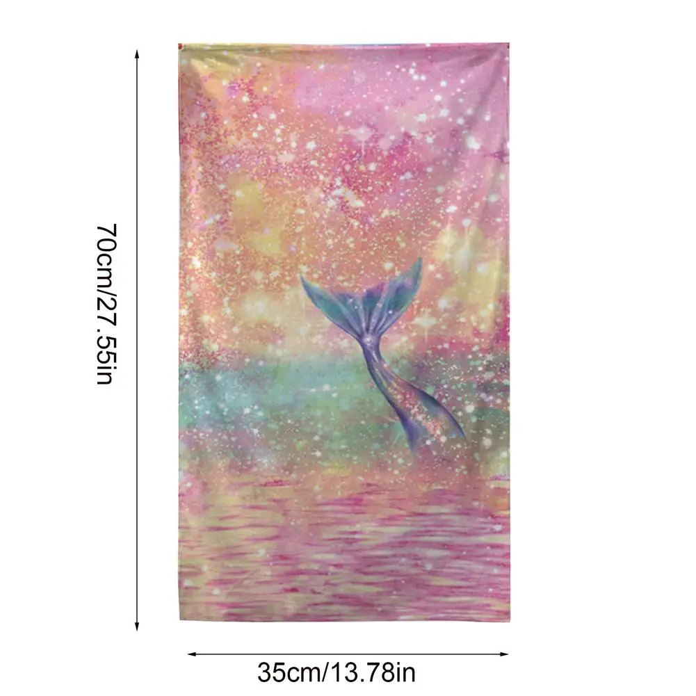 

35X70 Cm Portable Bath Towel Water Mermaid Beach Towel Creative Printing Sunscreen Shawl Quick-drying Towel Double-sided Velvet