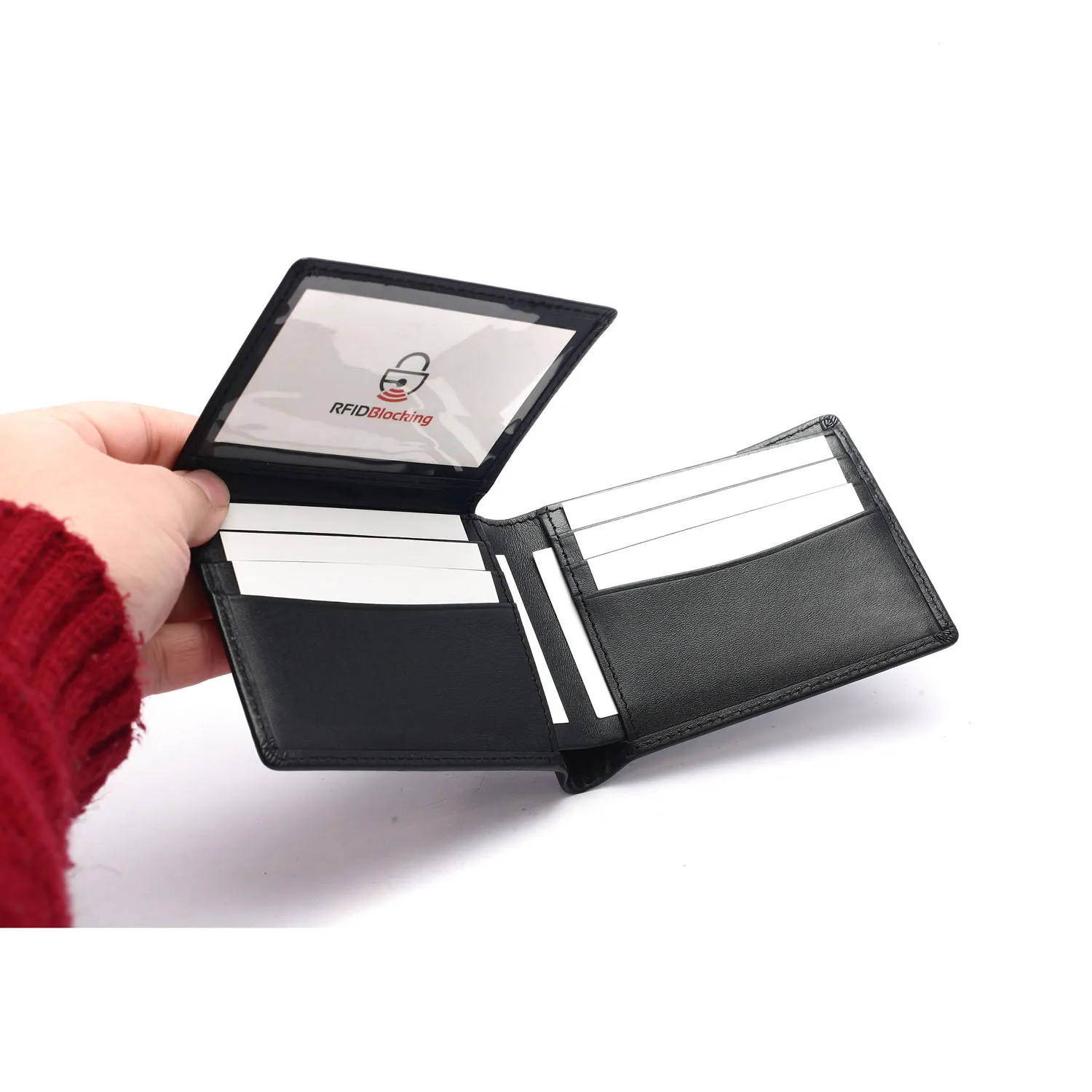 

Factory new leather card holder wallet first layer cowhide RFID wallet anti-theft anti-demagnetization men wallets