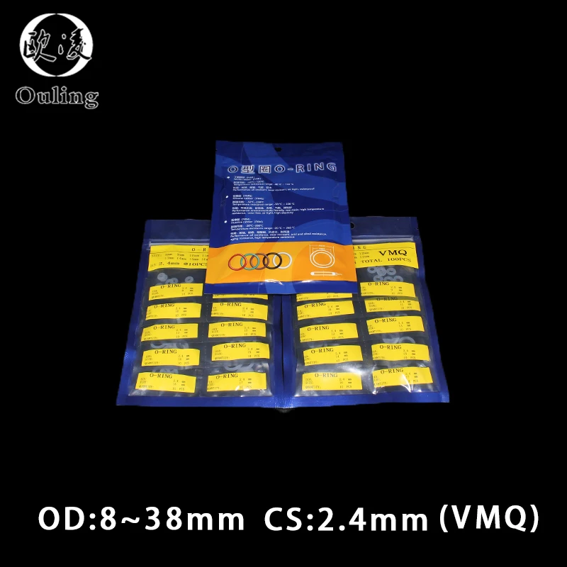 Thickness CS2.4mm White Silicon Rubber O-ring Silicone/VMQ multiple size repair kit combination O ring Seal Ring Gasket Washer |