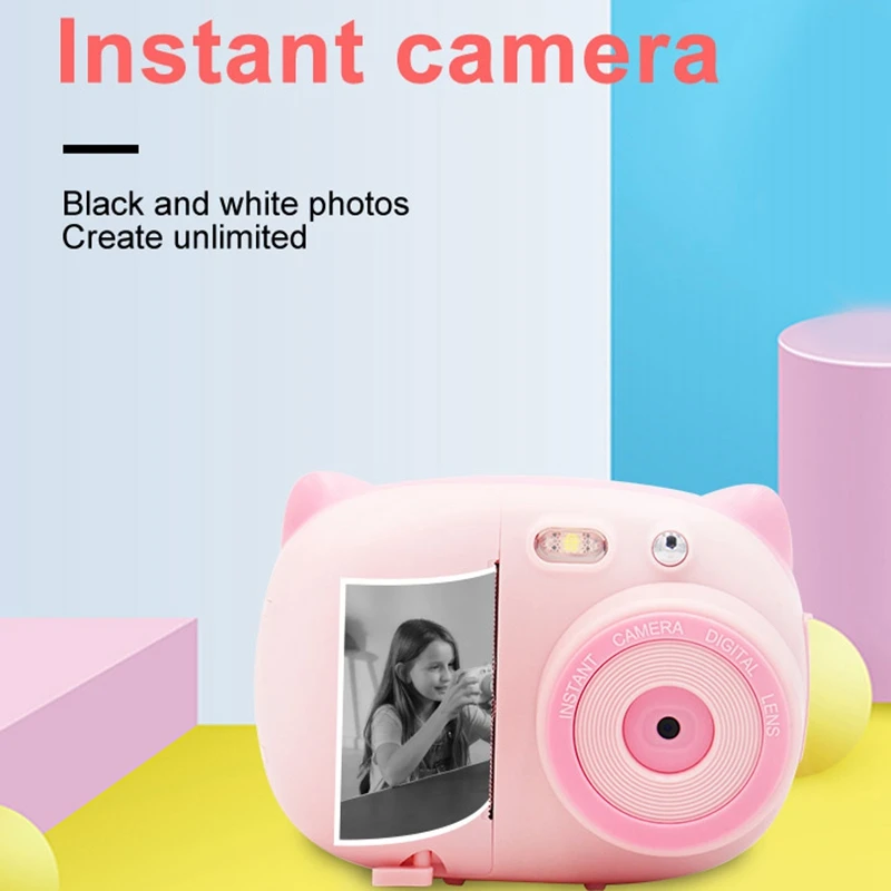 

Веселая камера Мгновенной Печати для детей, камера с печатной бумагой, портативная креативная камера для печати для мальчиков и девочек, по...