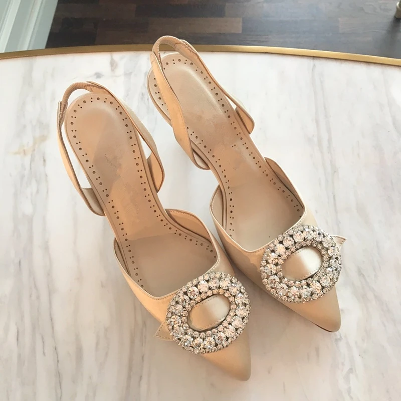 

Women Pumps Luxury Brand Sikl Crystal Women Stiletto High Heels Fashion Buckle Strap Women Summer Sandals Runway Party Shoes 40