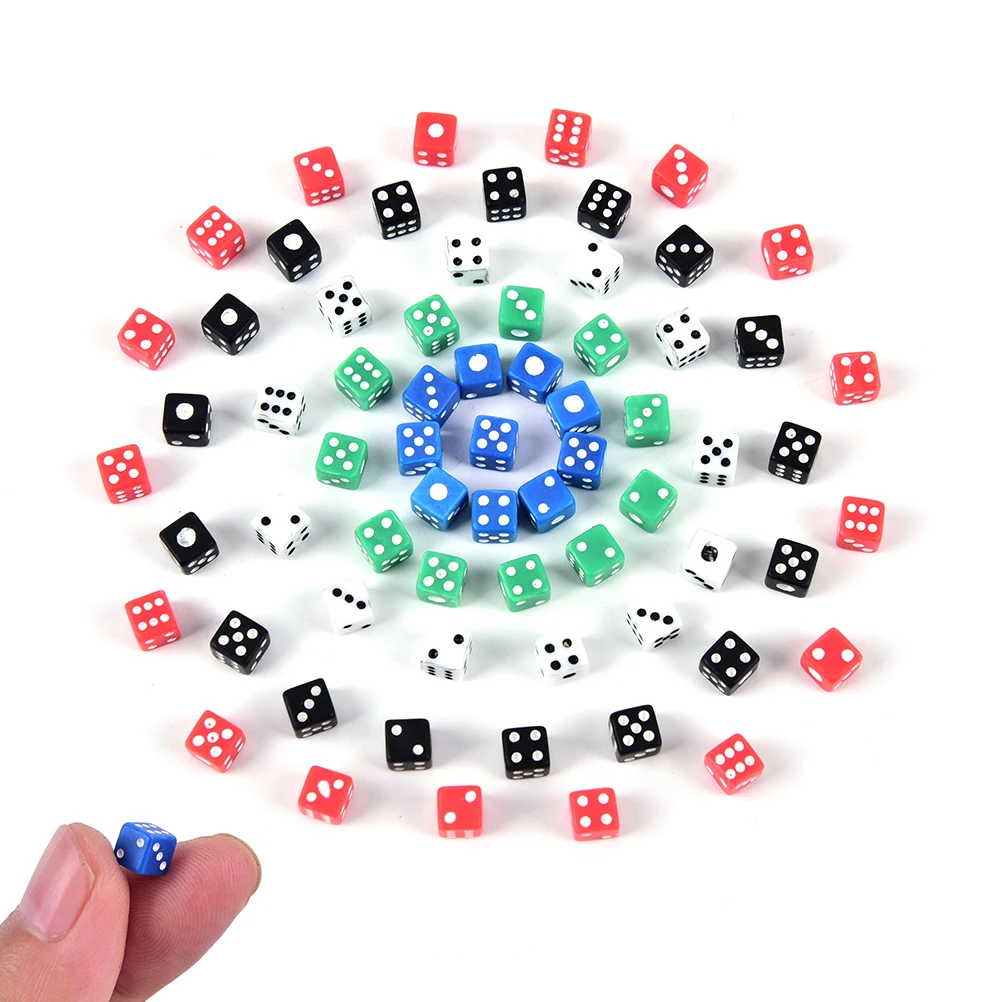 

20 шт. x кубики стандартный набор игральных костей 5 мм D6 акрил для игры мелкие игральные кости красный, синий, зеленый, белый, черный