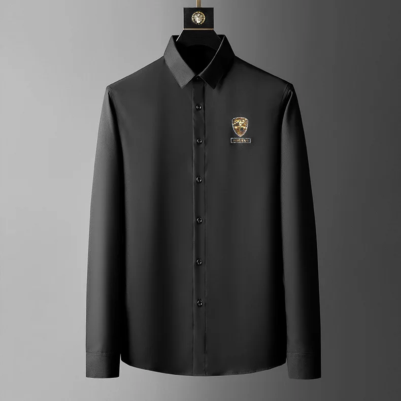 

Trend European men's long sleeve shirt spring hot drill Taurus shirt no iron slim British Style Men's shirt good quality fashion