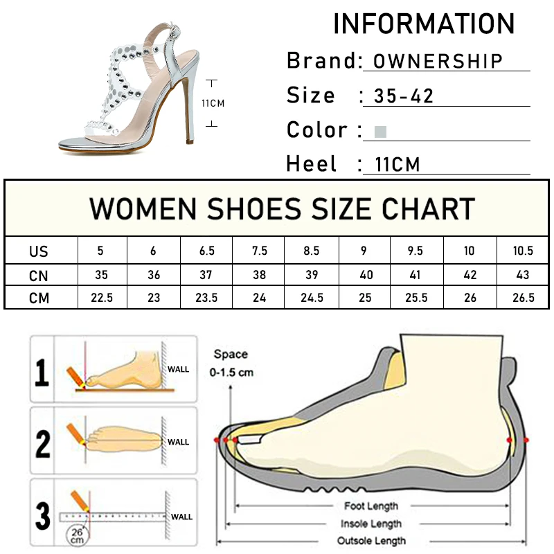 

Women Crystal Sandals 2021 Ladies Ankle Strap Buckle Shoes Female Party Wedding Thin High Heel Big Size Women's Summer Pumps