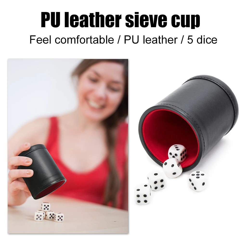 

Dice Cup+5pcs Dices Bar PU Leather Flannel Party KTV Entertainment Game Supplies for Game Entertainment Accessories