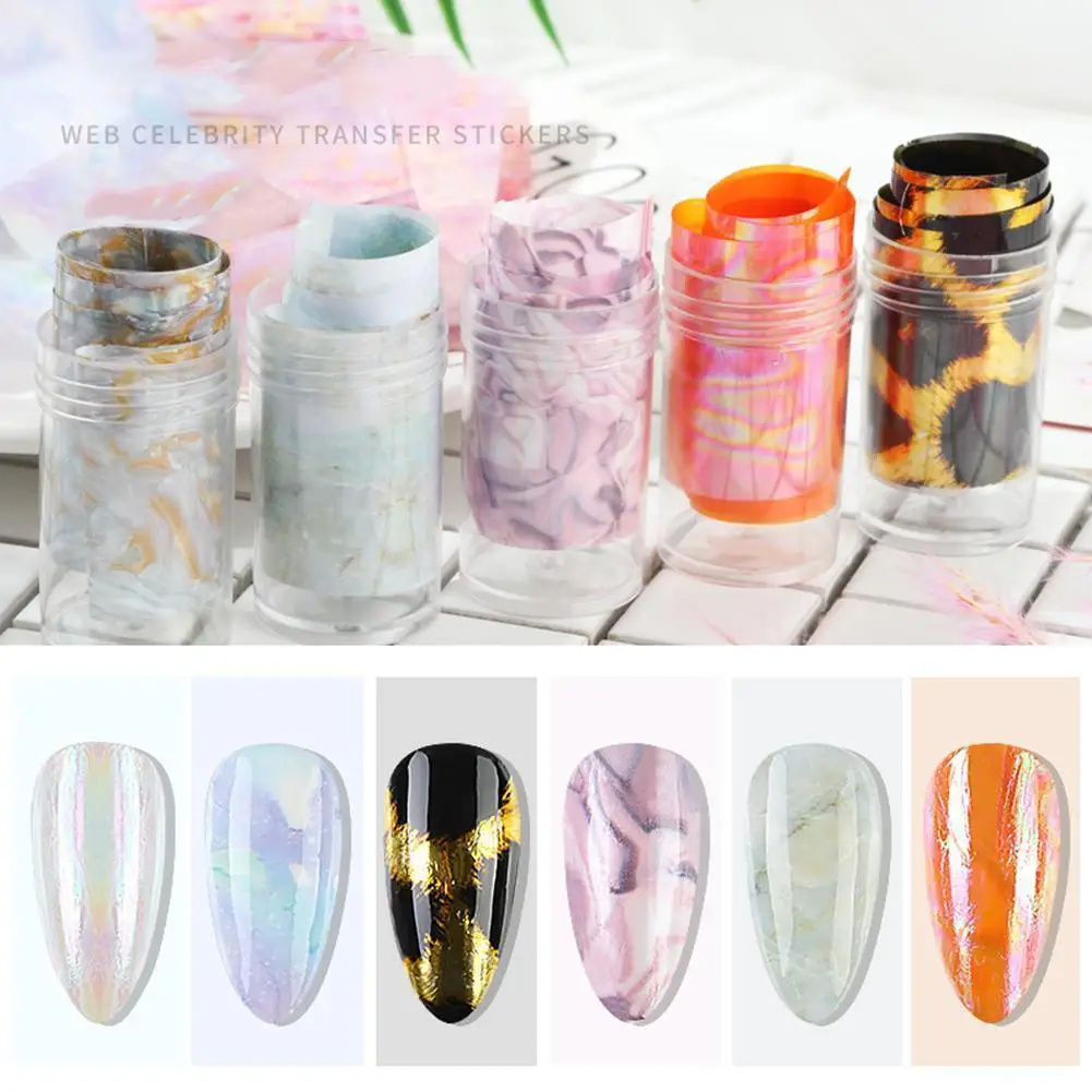 

4*50cm Nail Transfer Foils Design Sticker Decal Nail Art Logo Foils Holographic Nail Accesoires Adhesive Wrap Kit