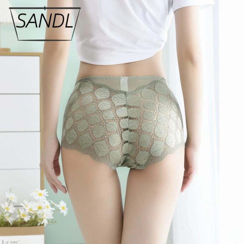 

Женские трусики SANDL, сексуальное Сетчатое нижнее белье с полупрозрачной талией, хлопковые трусы кружевные трусы-плавки