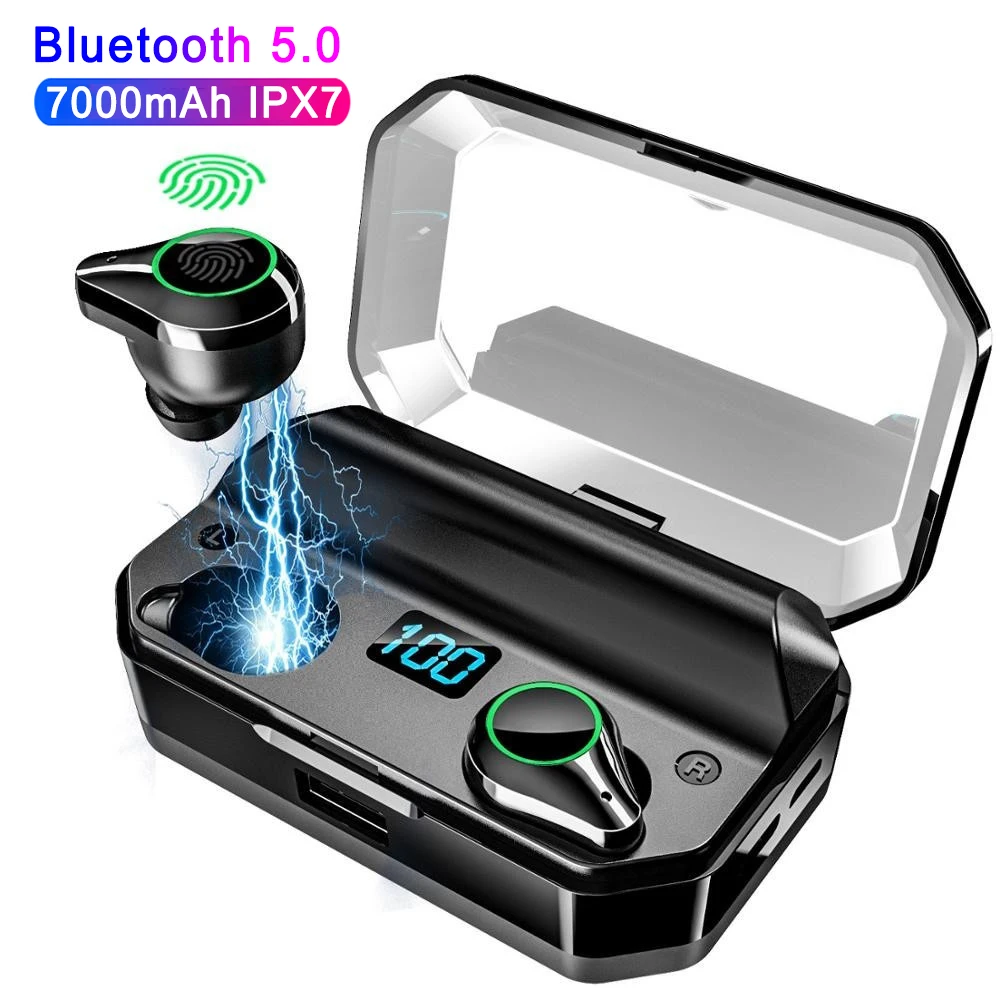 T9 KAYINUO 9D стерео HIFI bluetooth наушники 5,0 8000 мАч Внешний аккумулятор IPX7 Водонепроницаемая TWS беспроводная гарнитура с микрофоном сенсорной клавишей - Цвет: T9