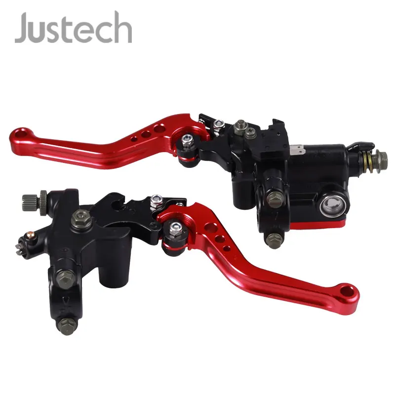 Justech для мотоцикла CNC руль тормоза клатч главный цилиндр рычаг резервуар левый