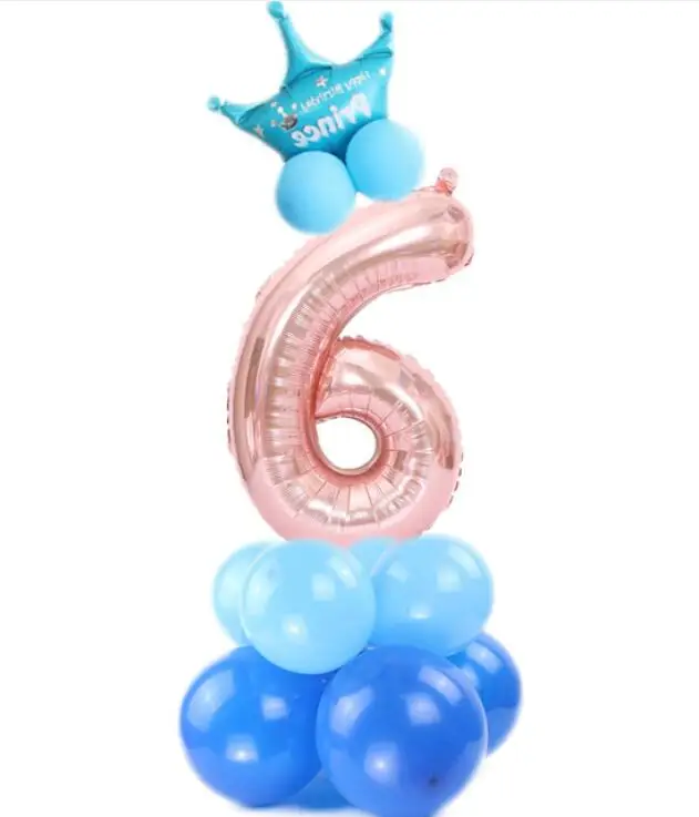Rose gold blue 6 1 комплект 32 дюймов розовое золото номер воздушный шарик из фольги в форме цифры баллоны с гелием День рождения Свадьба Декор воздушные шары для праздника вечерние поставки - Цвет: Rose gold blue 6