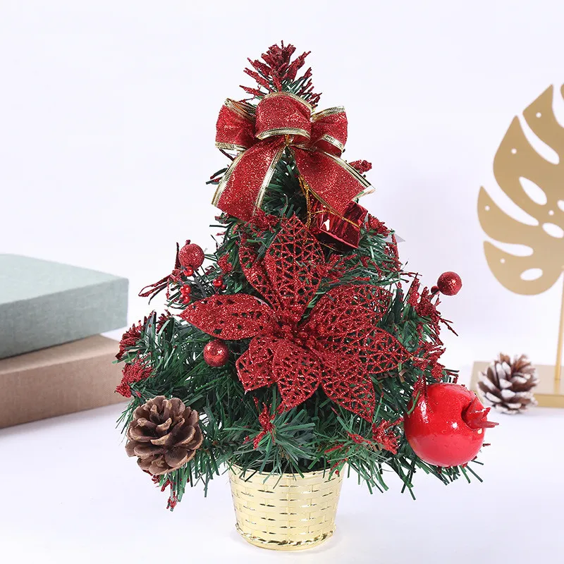 

30cm Mini Tabletop Christmas Tree with Pinecones Berries Small Pendant Jingle Bell for Christmas Decorations New Year Ornaments