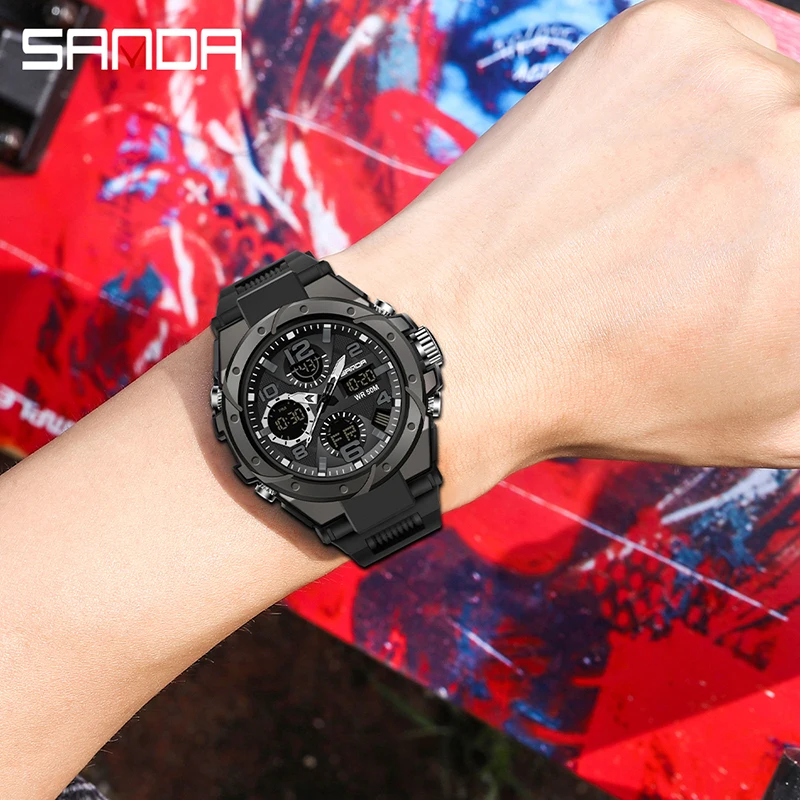 

2020 SANDA Top Luxury Brand Analog Digital Led Watches Men Electronic Clock Men Military Sports Wrist Watch Relogio Masculino