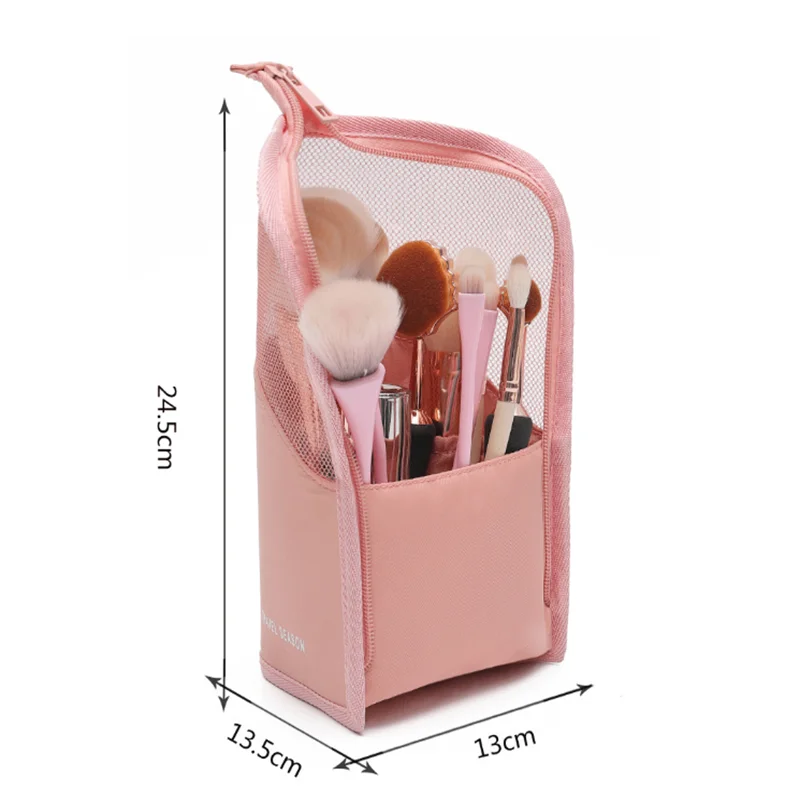FUDEAM Нейлоновый косметический органайзер для женщин с подставкой для карандаша для бровей, хранения, водонепроницаемый, для путешествий, защищенный от пыли, с кисточками и инструментами для макияжа.