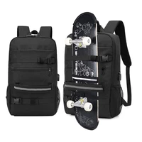 Skateboard Backpack Bag Anti-theft Password Lock USB Charging Shoulder Bag Men Women Leisure Travel Computer Bag Longboard Bag