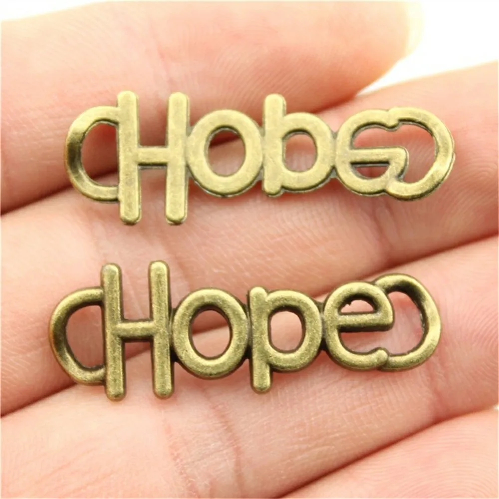 

10pcs 37x13mm Hope Connector Charms For Jewelry Making Antique Bronze Plated Charms Pendants Jewelry Accessories