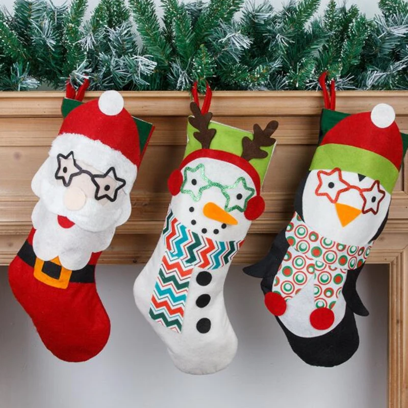 

Украшения для рождественской елки, подвесные украшения, Подарочный пакет, аксессуары для вечеринок, домашнее ремесло, вязаные носки Санта-Клауса