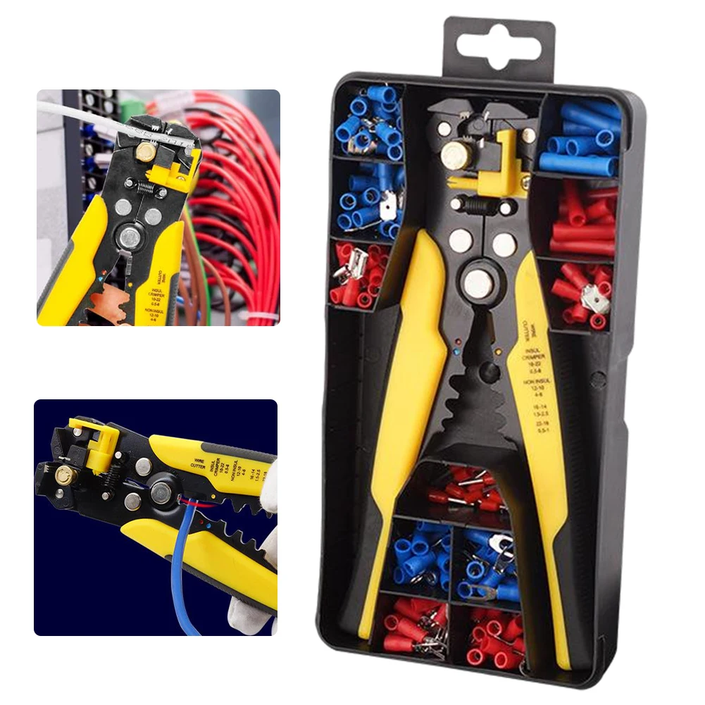 

Wire Stripper Crimper Set 3-In-1 Stripper With Terminals Multifunction Stripper Tool For Wire Adjustment And Maintenance