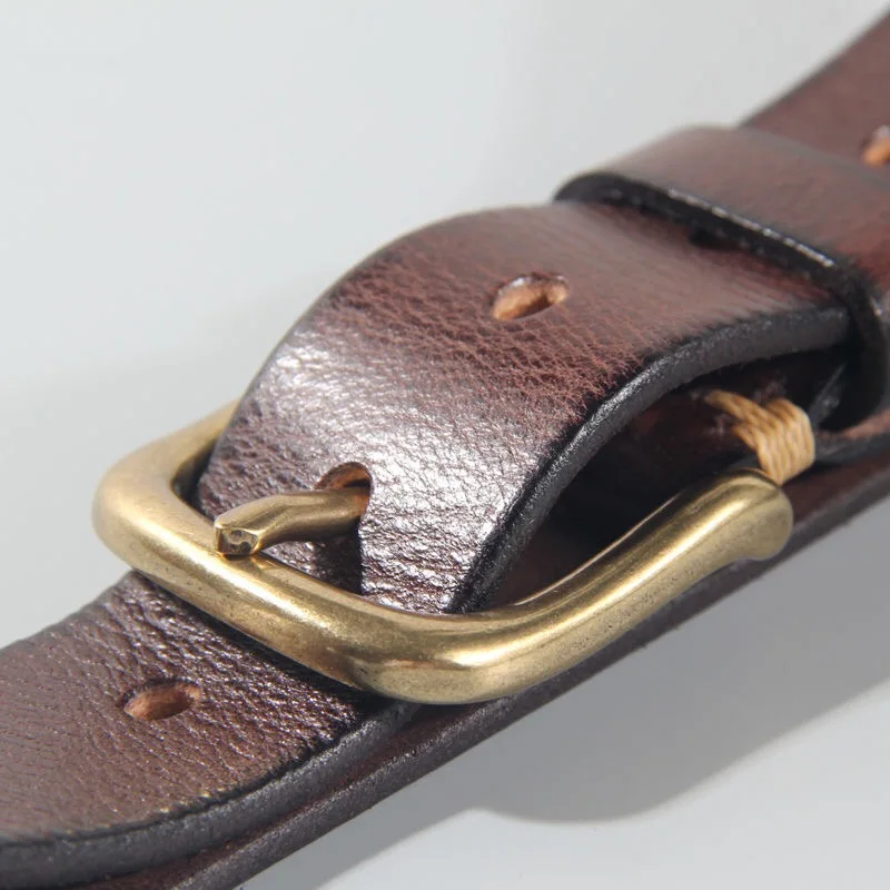 Thick Cowhide Belt Women's Pure Copper Button Top Cowhide All-match Casual Jeans Belt High Quality Retro Luxury Women Belt