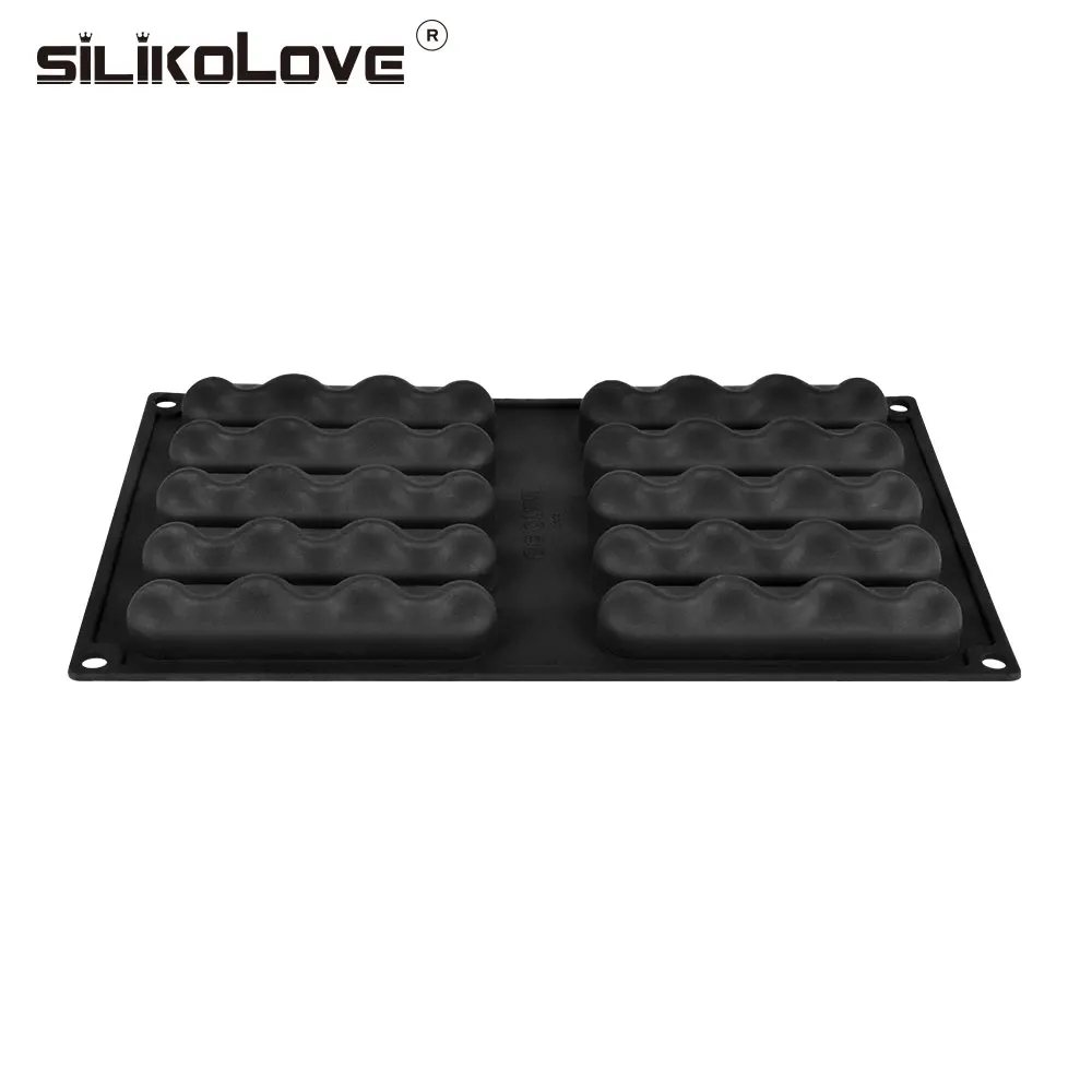 SILIKOLOVE 10 силиконовые полости форма для торта овальная пульсация форма для выпечки инструменты для украшения желе мусс форма для десерта