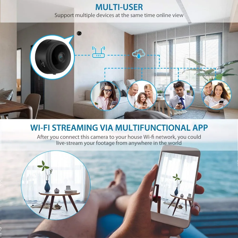 

Micro Home Wireless Video CCTV Mini Security Surveillance with Wifi IP Camara Sensor Infrared CMOS 2MP Telefon Alarm Camera