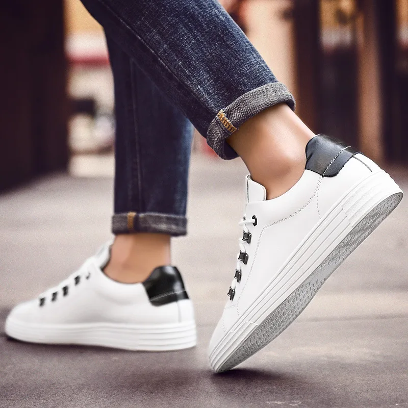 Мужская повседневная обувь из искусственной кожи модная для отдыха на плоской