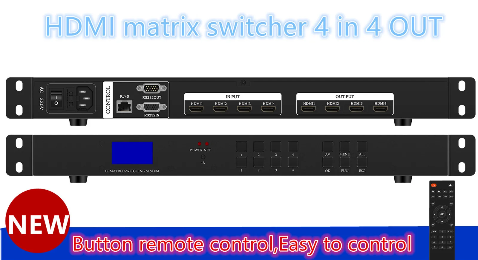 Матричный Коммутатор HDMI 4x4 out 3D видеоконференц-сервер HD переключатель контроллер