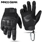 Перчатки мужские кожаные, черные, с пальцами, военные, тренировочные, спортивные, для скалолазания, стрельбы, велосипеда, охоты, велоспорта