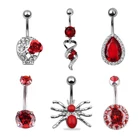 Пирсинг-серьги для пупка из стали с красным фианитом, висячие, 6 стилей, 14 г, серьги для пирсинга, Ombligo, украшения для тела для сексуальных женщин, Oreja