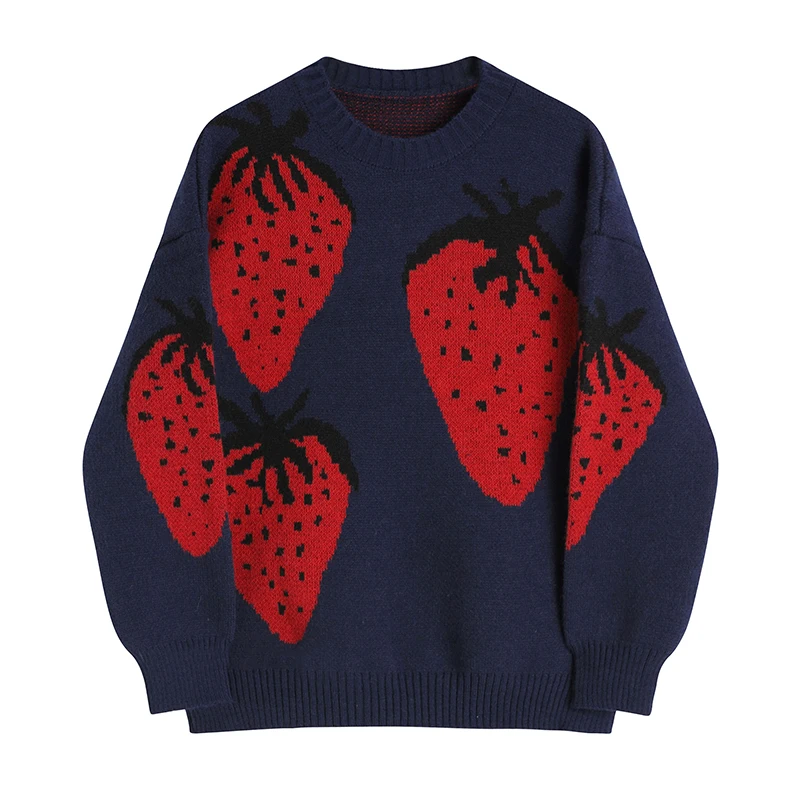 

2022 Retro Print Sweater Pullovers Casual Winter Lazy Style Oversized Fashion Elegant O-Neck Loose Soft Female Knitwear Jumper
