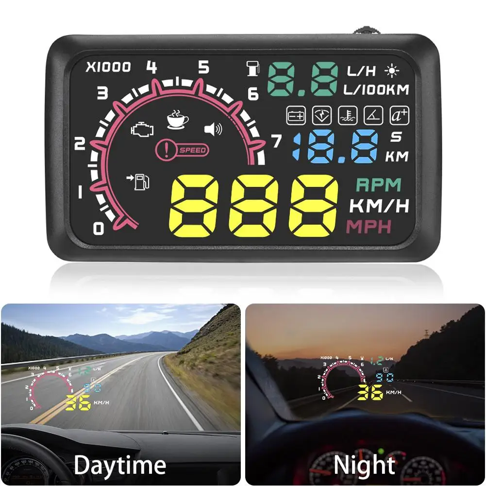 5 дюймовый автомобильный проекционный дисплей на лобовое стекло OBD2